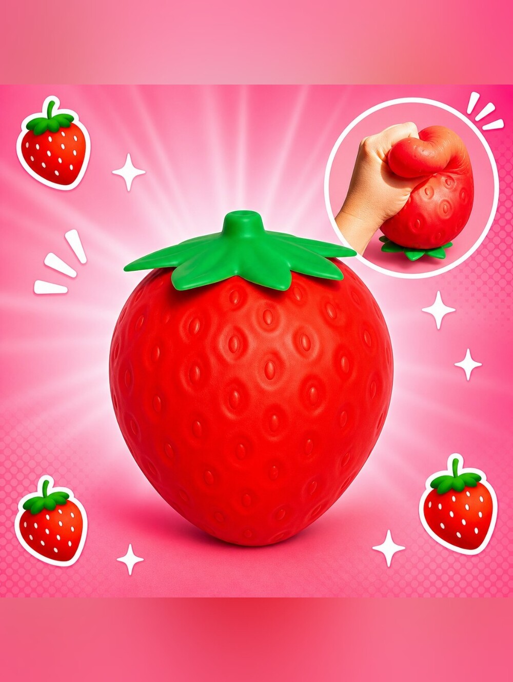 JUMBO Strawberry Squishy Giant Squeeze Toy NEW in Box